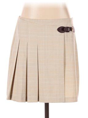 NA-KD Plaid Pleated Wrap Mini Skirt with Buckle - Sz S